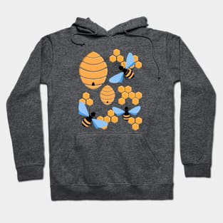 Cute bees, honeycombs and beehives Hoodie